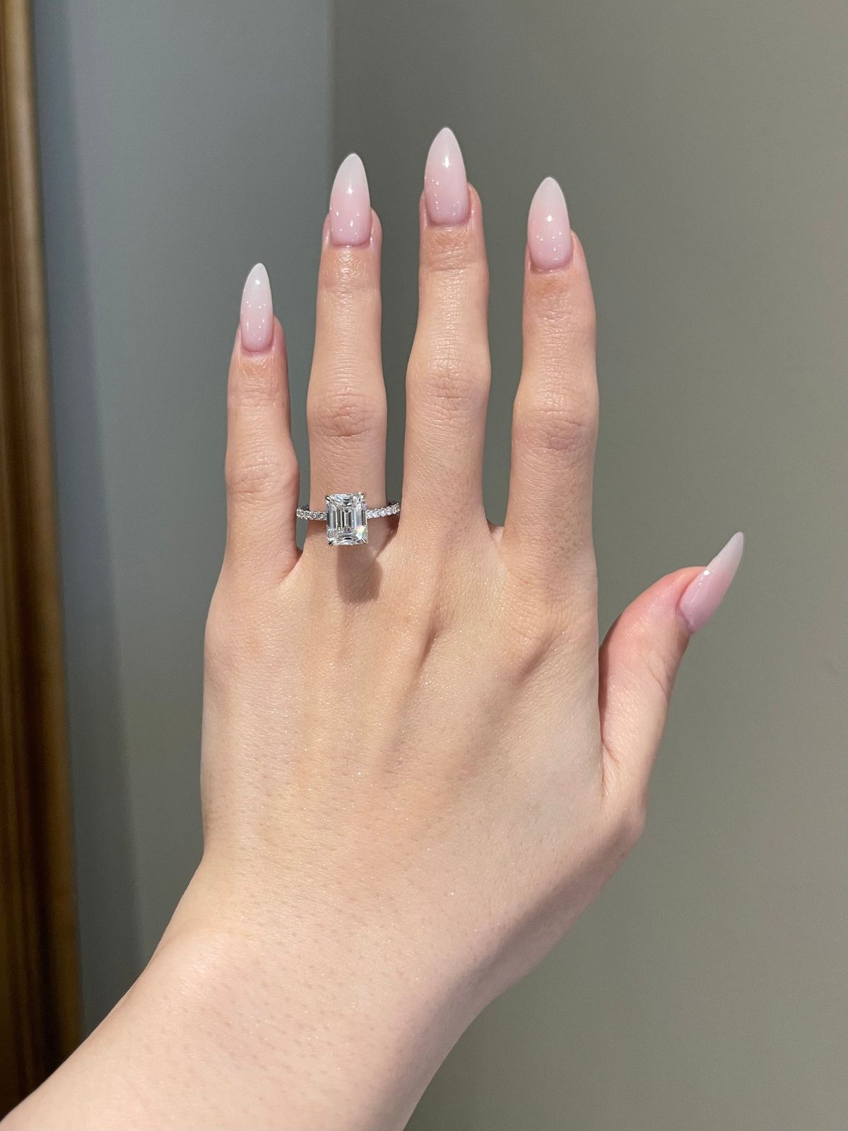4 Carat Emerald Cut  4-Prong Hidden Halo Pavé Engagement Ring