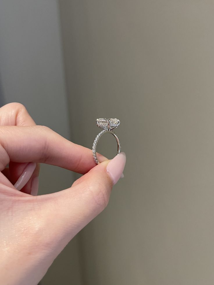 4 Carat Emerald Cut  4-Prong Hidden Halo Pavé Engagement Ring