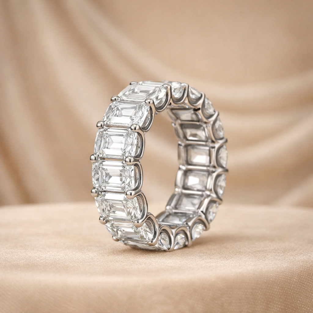 6x4MM Emerald Cut Eternity Band,Wedding Band, Full Eternity Band, 8.62 CT