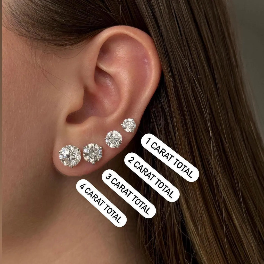Round IGI Certified Lab Grown Diamond Stud Earrings 14k Gold