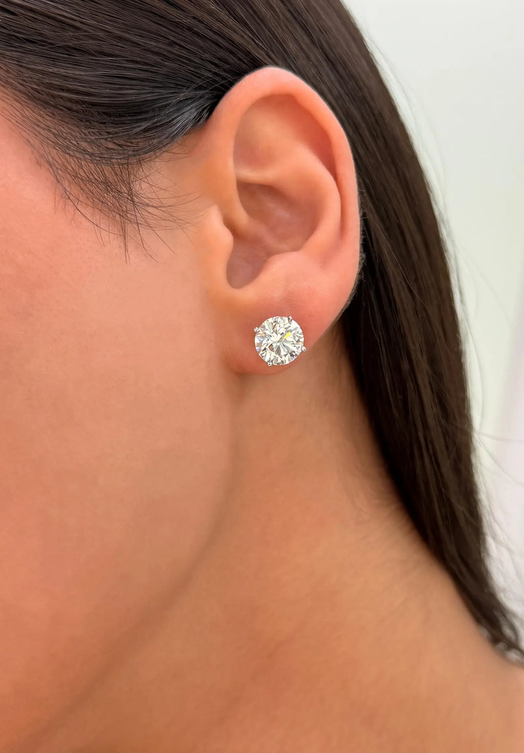 Round IGI Certified Lab Grown Diamond Stud Earrings 14k Gold